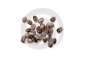 Coffee beans isolated on white background. Close-up