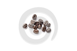 Coffee beans isolated on white background. Close-up