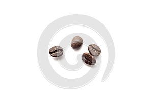 Coffee beans isolated on white background. Close-up