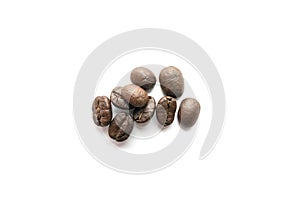 Coffee beans isolated on white background. Close-up