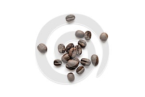 Coffee beans isolated on white background. Close-up