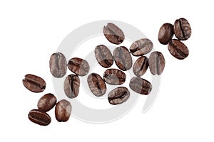 Coffee beans isolated on white background close up