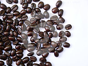 Coffee beans isolated white background, coffee seed