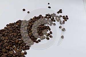 Coffee beans isolated on white background, copy space