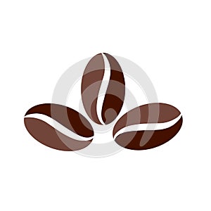 Coffee beans isolated white background. Icon, logo. Vector