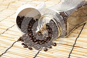 Coffee beans in a jar.