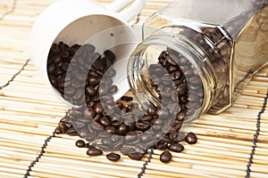 Coffee beans in a jar.