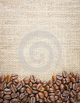 Coffee beans juta background