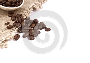 Coffee beans linen background