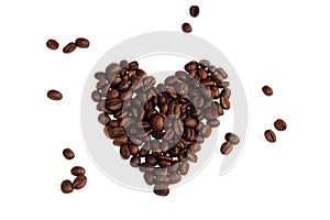 Coffee beans in a love heart