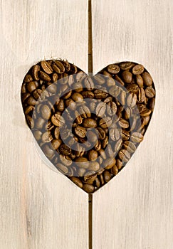 Coffee beans love heart