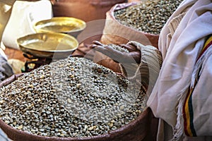 Coffee beans in a market of Ethiopia.