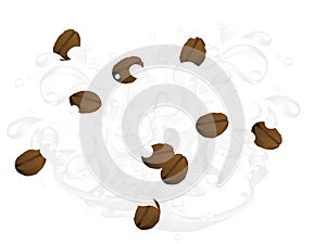 Coffee beans in milch