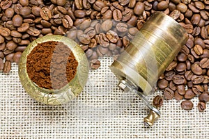 Coffee Beans with mill