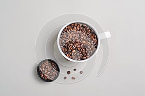 Coffee Beans Mug on Bright Beige Background