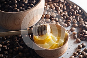 coffee beans and natural honey