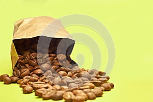 Coffee beans from a paper bag