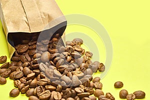 Coffee beans from a paper bag