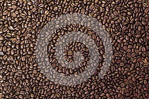 Coffee beans pattern background gold and dark
