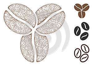 Coffee Beans Polygonal Web Vector Mesh Illustration