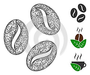 Coffee Beans Polygonal Web Vector Mesh Illustration
