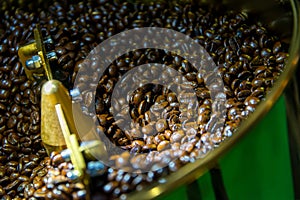 Coffee beans roasted in coffee roasters machine