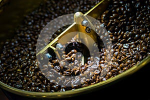 Coffee beans roasted in coffee roasters machine