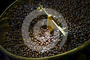 Coffee beans roasted in coffee roasters machine