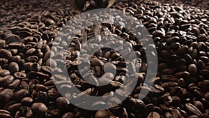 Coffee beans are roasted with little roasted smoke.