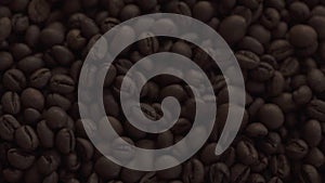 Coffee beans rotation in the slowed-down movement macro.