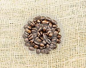 Coffee beans in a rounded shape