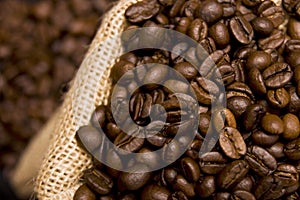 Coffee beans in a sack