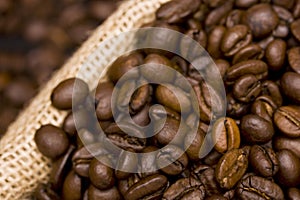 Coffee beans in a sack