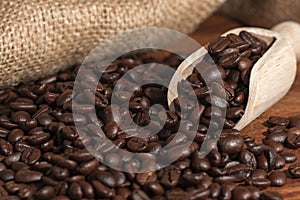 Coffee beans scoop sack