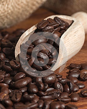 Coffee beans scoop sack