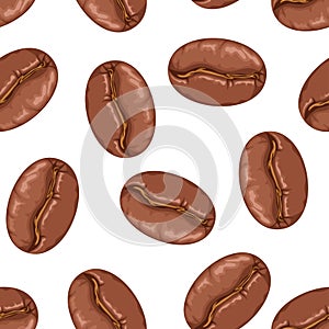 Coffee beans seamless pattern. Vector cartoon flat illustration.