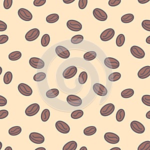 Coffee beans seamless pattern vector illustration