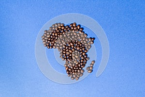 Coffee beans in the shape of continent africa