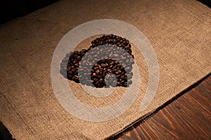 Coffee beans in the shape of a heart