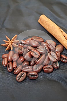 Coffee beans with spices