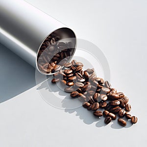 Coffee Beans Spill from Cylinder