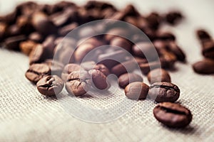 Coffee beans. spilled coffee beans