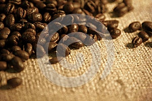 Coffee Beans spilling from a burlap