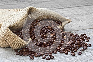 Coffee Beans Spilling from Sack