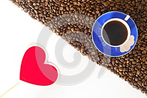coffee beans stripes isolated in white background.
