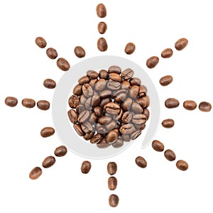 Coffee beans sun shape