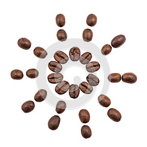 Coffee beans sun shape
