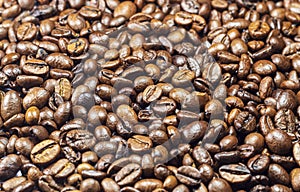 Coffee beans  texture  pattern  background  ready for preparation