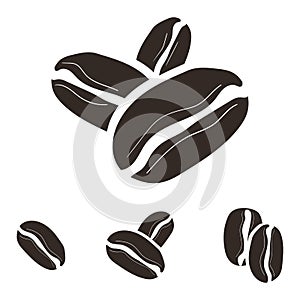 Coffee beans vector stock icon set.