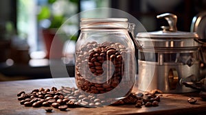 Coffee beans in vintage jar